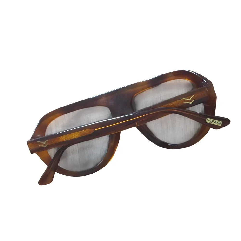 I-SEA Aspen Sunglasses Oversized Aviator Tortoise Shell Flat Top Clear Lens